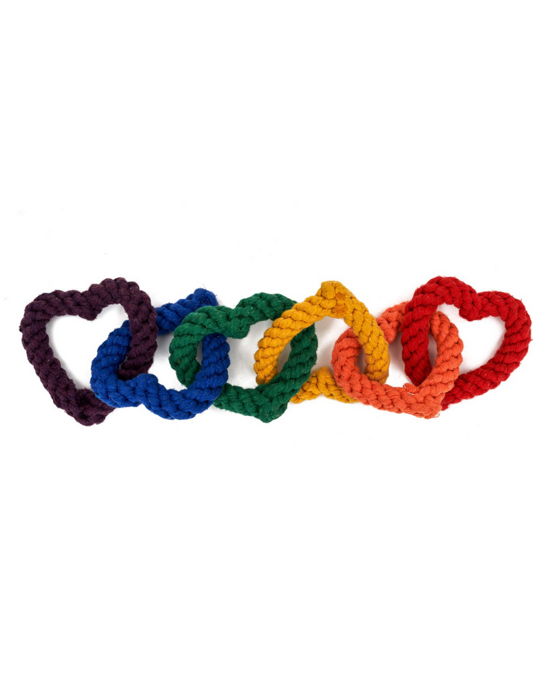 6 Chain Heart Rope Dog Toy in Rainbow Play JAX & BONES   