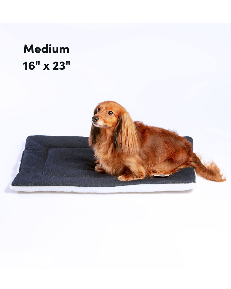 Charcoal Gray Denim & Sherpa Pet Napping Mat (Made in the USA) HOME MUTTS & MITTENS   