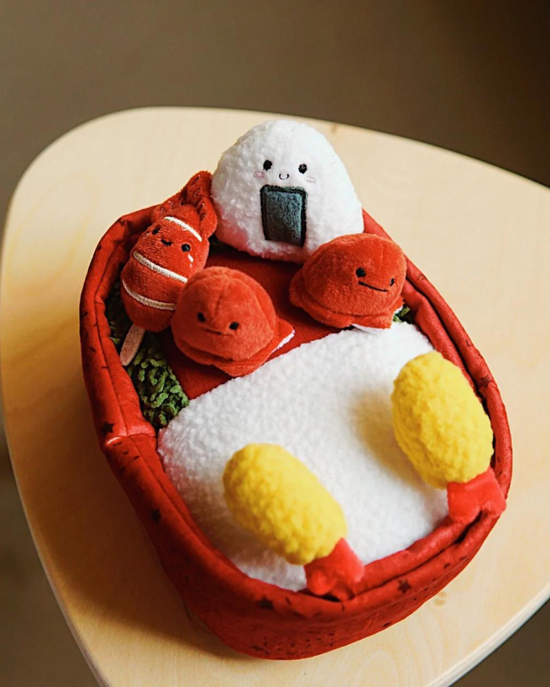 Benny Bento Box Squeaky Seven-Piece Plush Dog Toy <br> (Made in the USA) Play WOOF & CO   