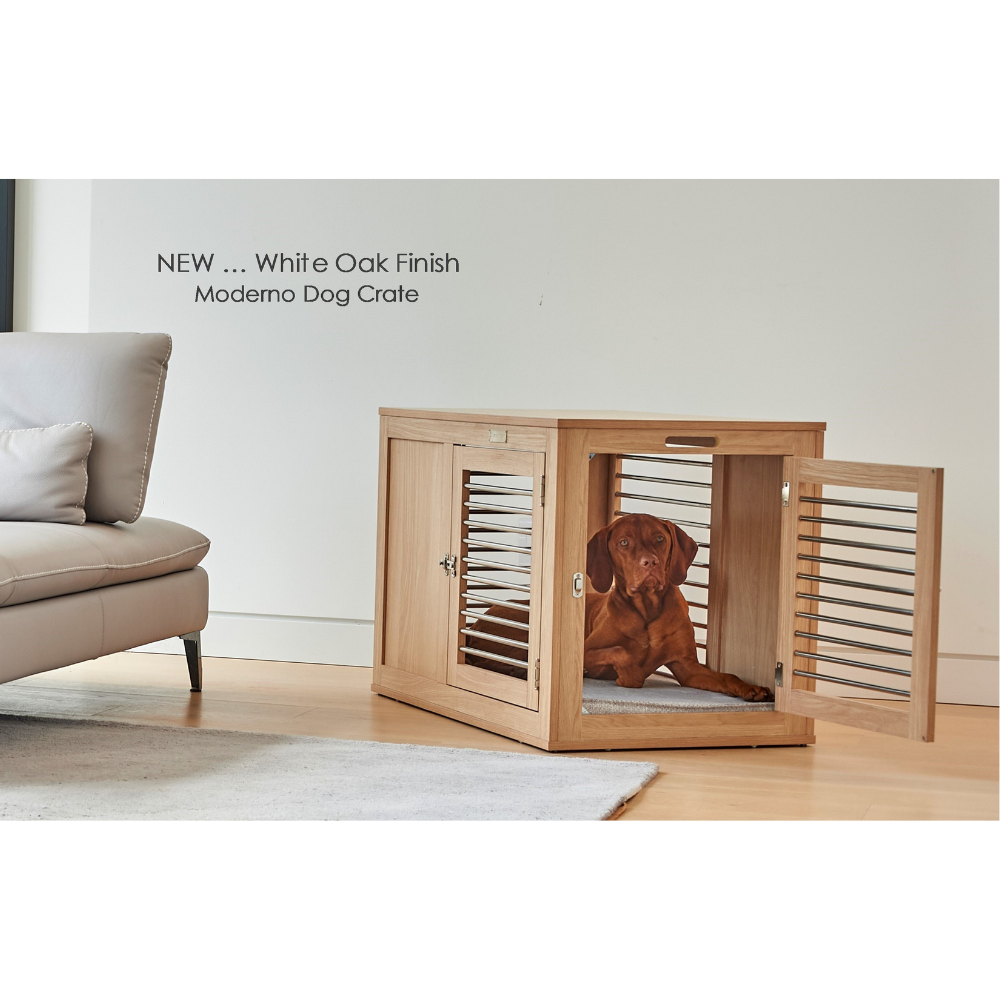 Moderno Dog Crate in White Oak<br>(Direct Ship) Dog Beds BOWSER'S PET PRODUCTS   