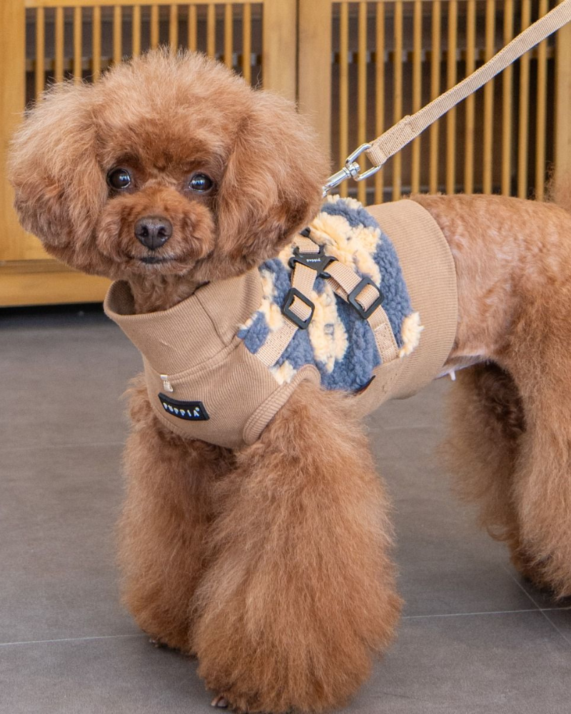 Floral Fleece Dog Harness Vest in Beige (FINAL SALE) WALK PUPPIA   
