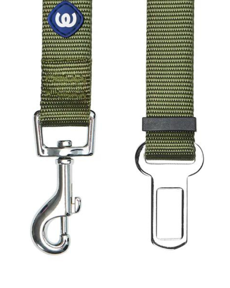 Adjustable Safety Dog Seat Belt Tether WALK DOGS & CATS & CO. Military Green  
