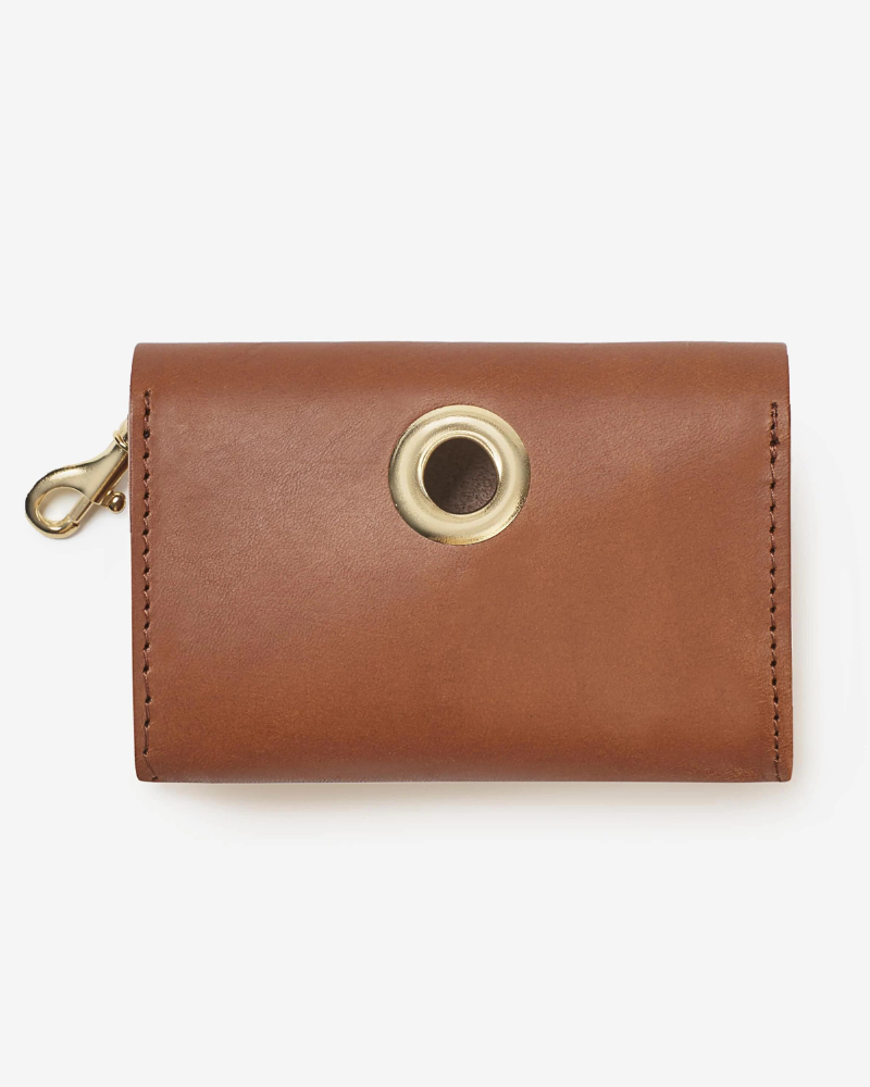 Classic Poop Bag Holder in Cognac Leather (Made in Italy) Walk BRANNI   
