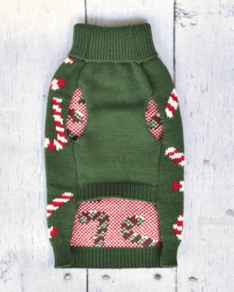 Vintage Candy Cane Holiday Dog Sweater Wear FINNEGAN'S STANDARD GOODS   