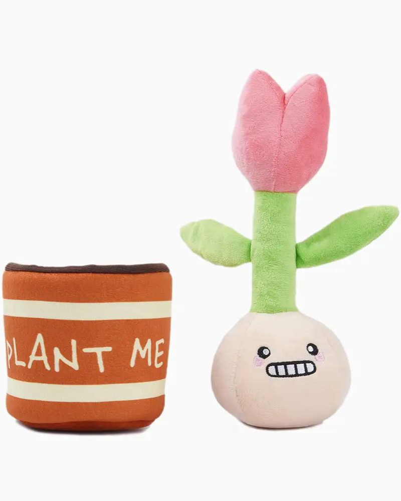 Potted Tulip 2-in-1 Squeaky Dog Toy Play HUGSMART   