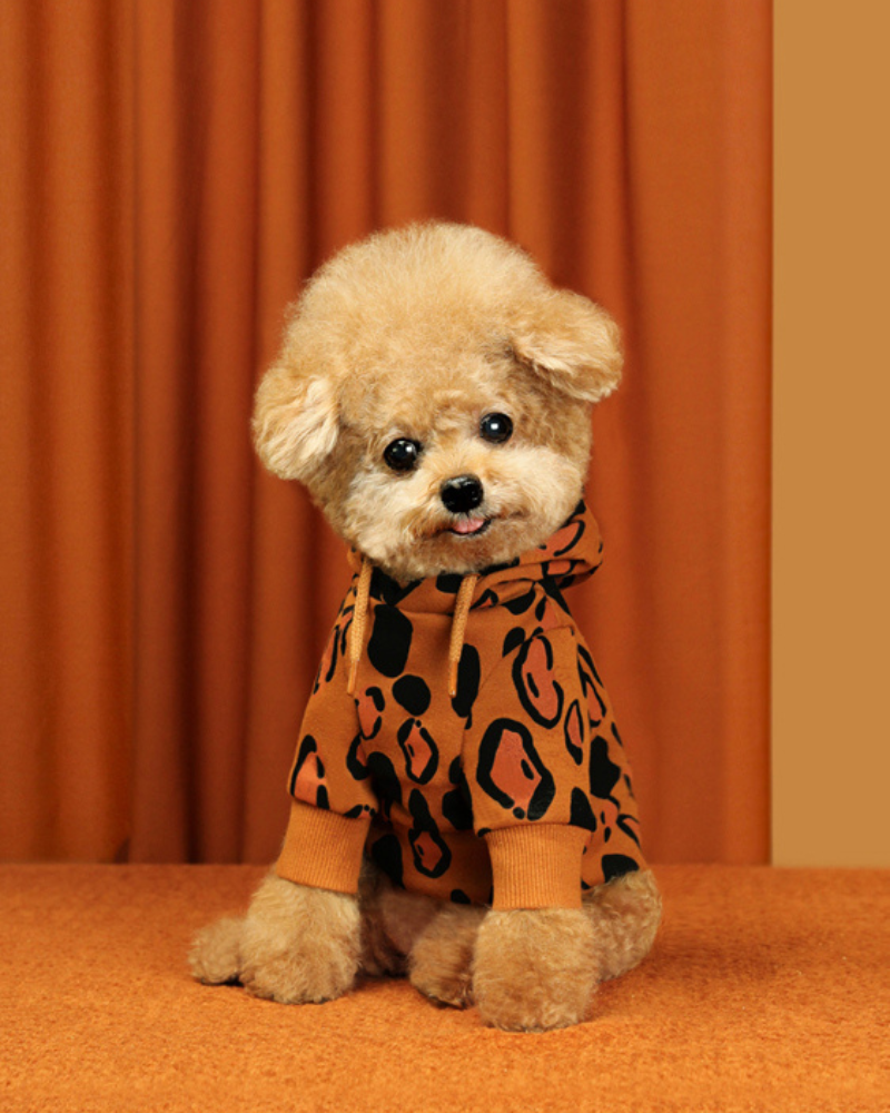 Animal Print Dog Hoodie in Brown (FINAL SALE) Wear HUTS & BAY   