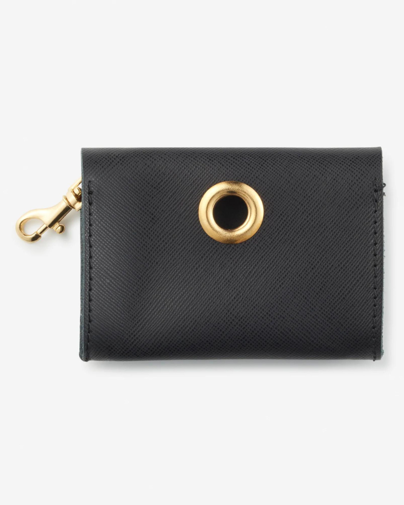 Classic Poop Bag Holder in Black Leather (Made in Italy) Walk BRANNI   
