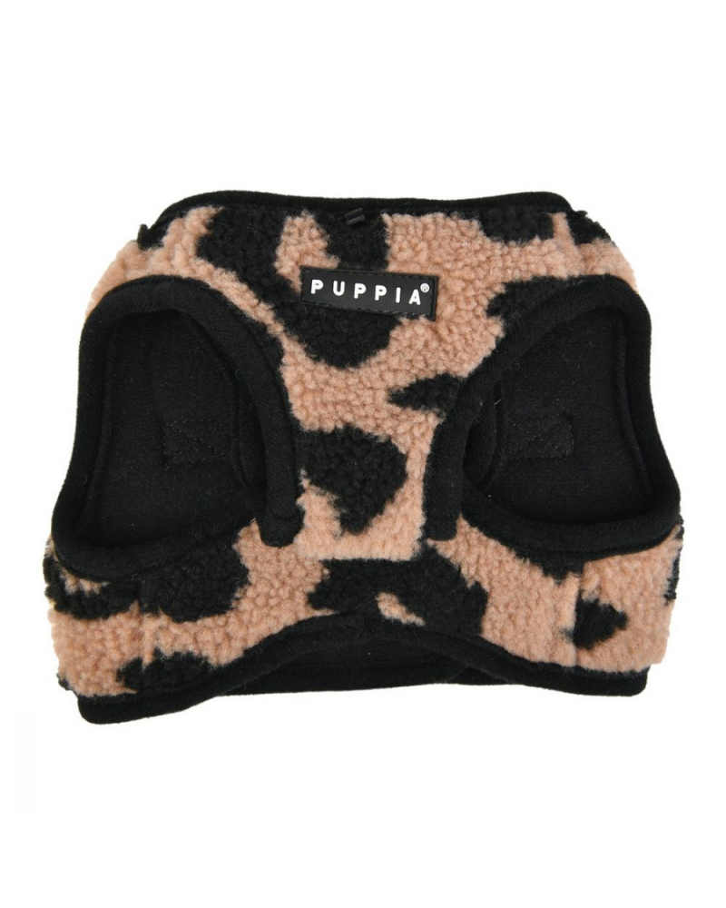 Leopard Fleece Step-In Dog Harness in Beige<br>(FINAL SALE) WALK PUPPIA   