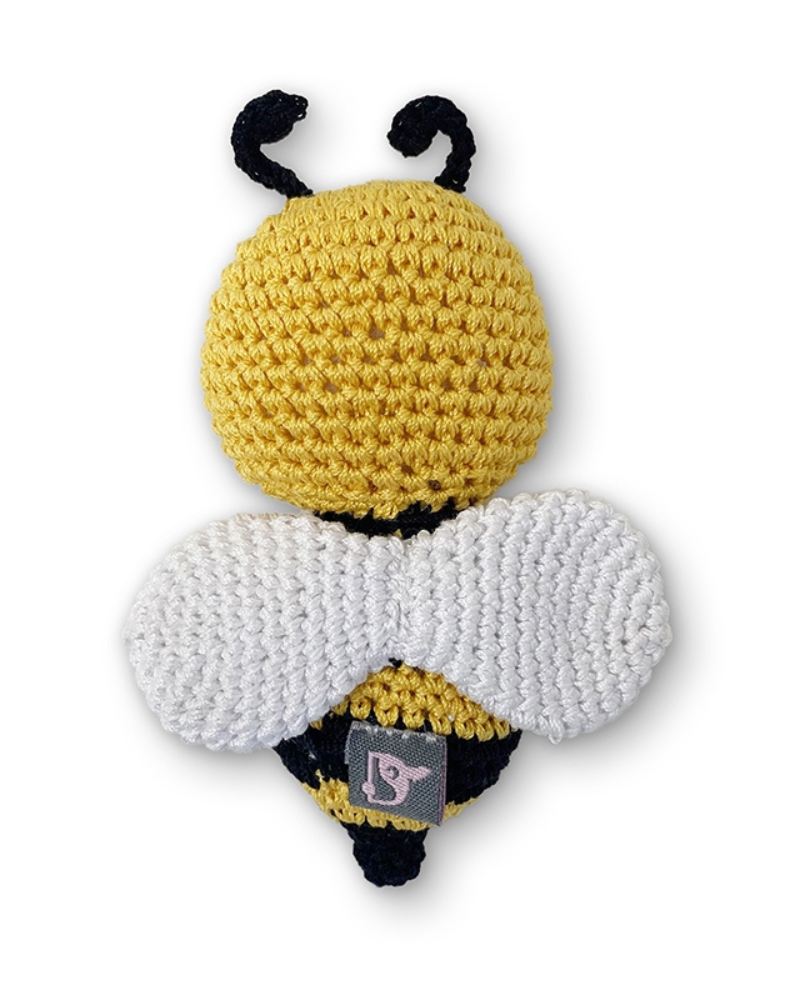 Baby Bumblebee Squeaky Knit Dog Toy Play DOGO   
