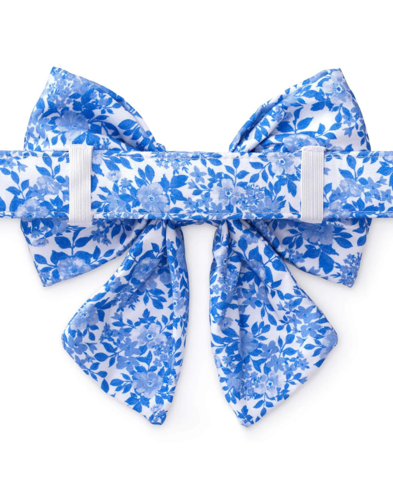 Blue Roses Spring Lady Dog Bow (FINAL SALE) Accessories THE FOGGY DOG   