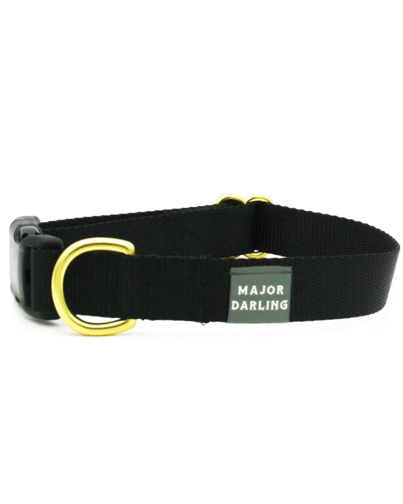Side-Release Buckle Dog Collar in Black (Made in the USA) WALK MAJOR DARLING   