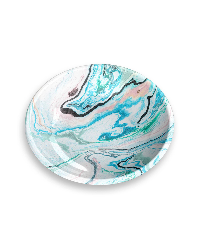 Melamine Cat Saucer in Blue Sky Marble CAT TARHONG   