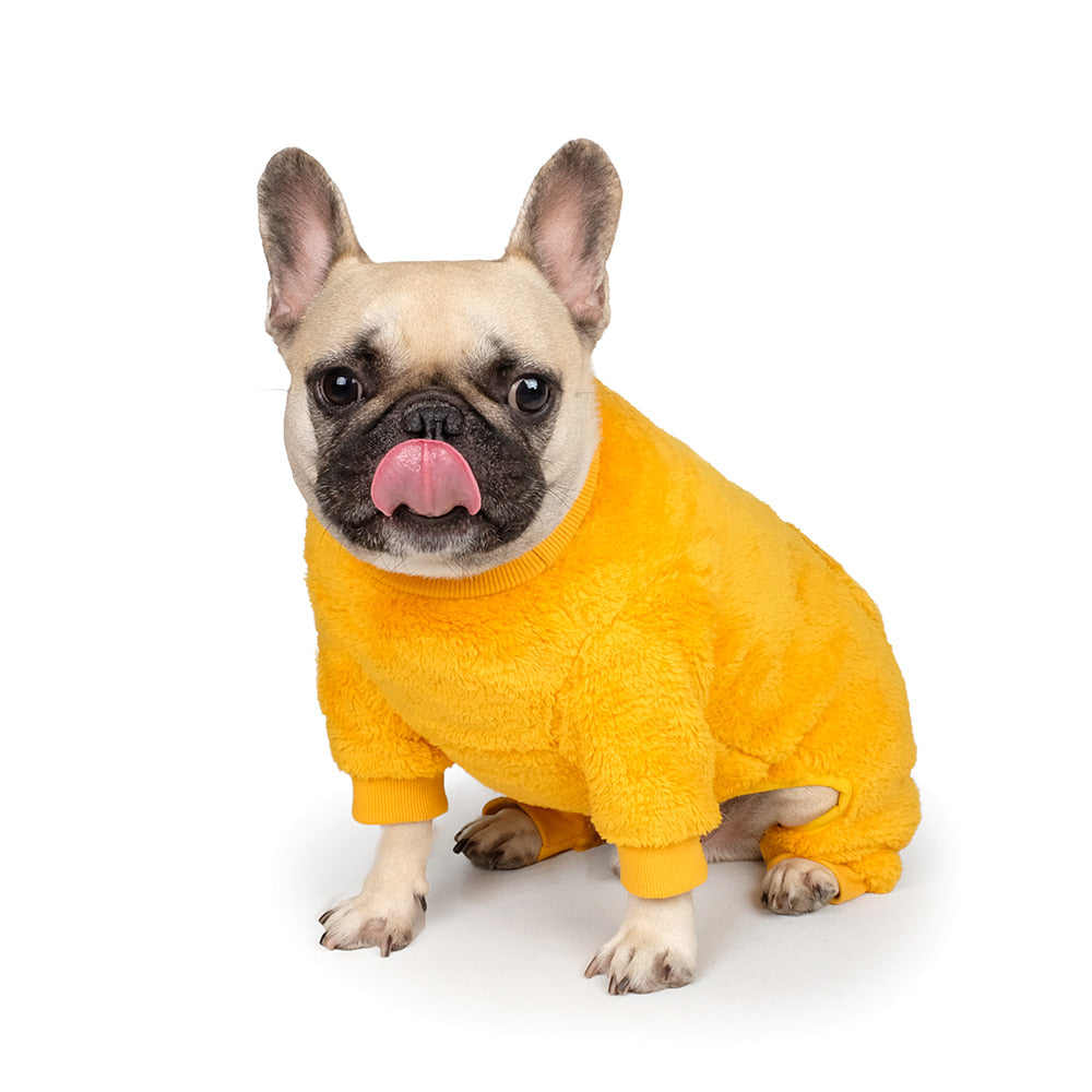 Monster Fleece Warmer Dog Onesie in Yellow (FINAL SALE) Wear CHARLIE'S BACKYARD   