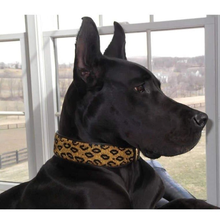 Leopard Print Beaded Dog Collar (CLEARANCE) WALK THE KENYAN COLLECTION   