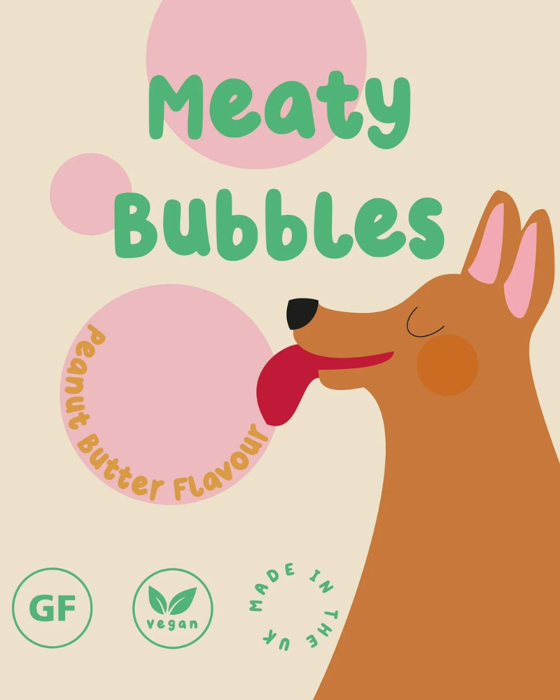Peanut Butter Flavored Dog Bubbles (Vegan Friendly & Gluten Free) Eat MEATY BUBBLES   