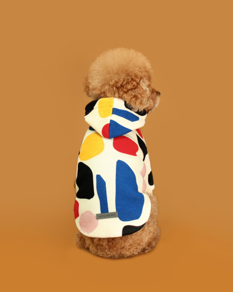 Colorful Design Dog Hoodie in Ivory Wear HUTS & BAY   
