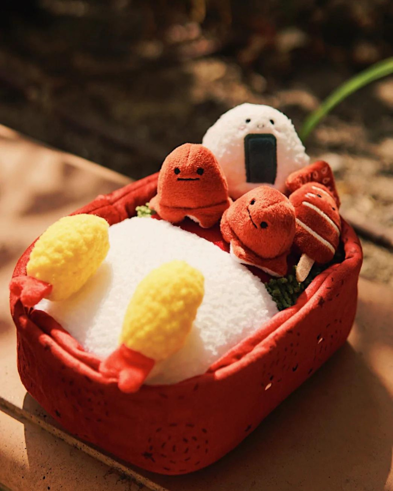 Benny Bento Box Squeaky Seven-Piece Plush Dog Toy <br> (Made in the USA) Play WOOF & CO   