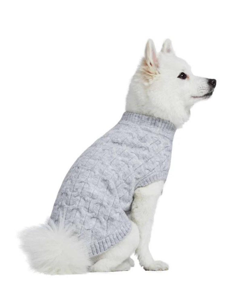 Fuzzy Knit Dog Crewneck Sweater in Heather Grey (FINAL SALE) Wear BLUEBERRY PET   