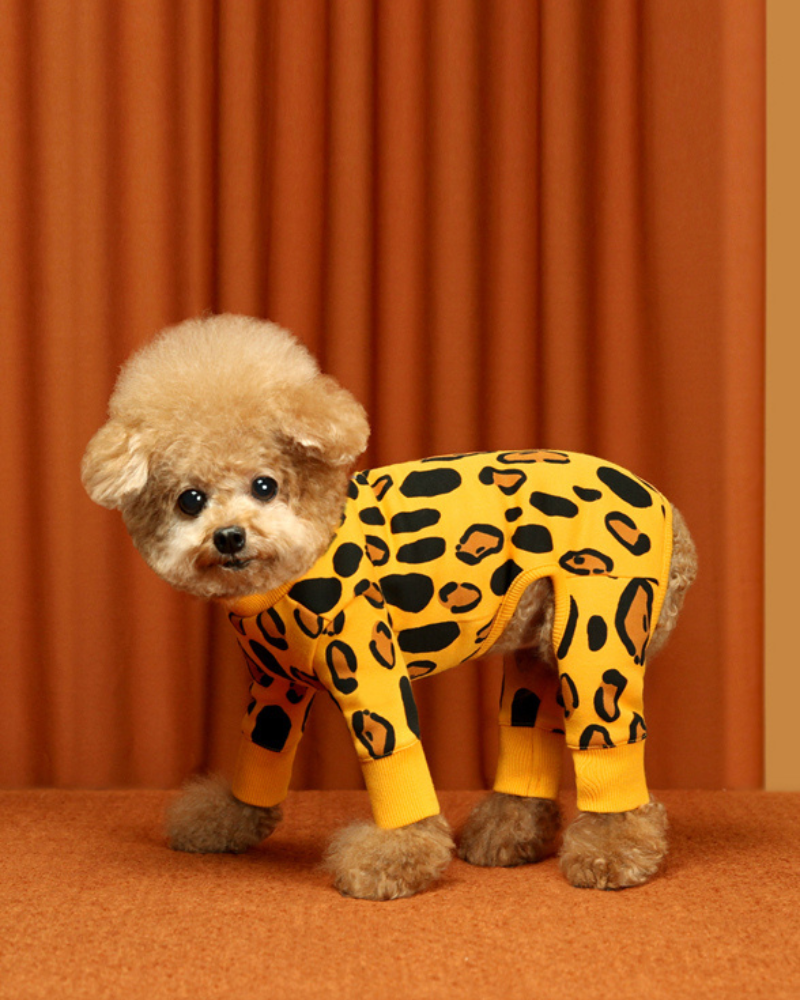 Animal Print Dog Onesie (FINAL SALE) Wear HUTS & BAY Yellow Animal Print Small 