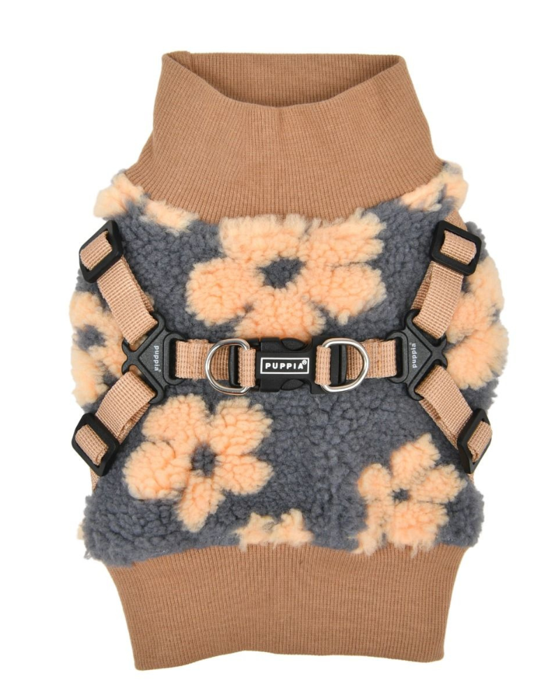 Floral Fleece Dog Harness Vest in Beige (FINAL SALE) WALK PUPPIA   