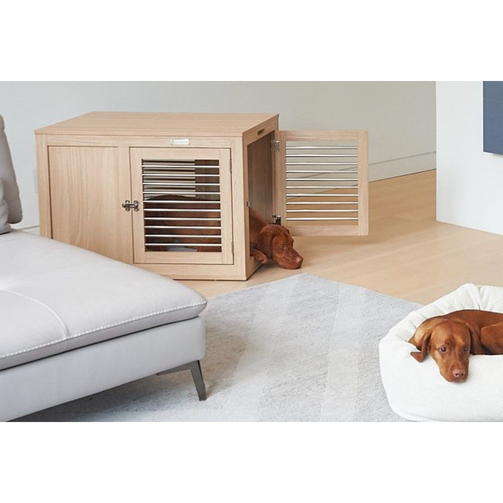 Moderno Dog Crate in White Oak<br>(Direct Ship) Dog Beds BOWSER'S PET PRODUCTS   