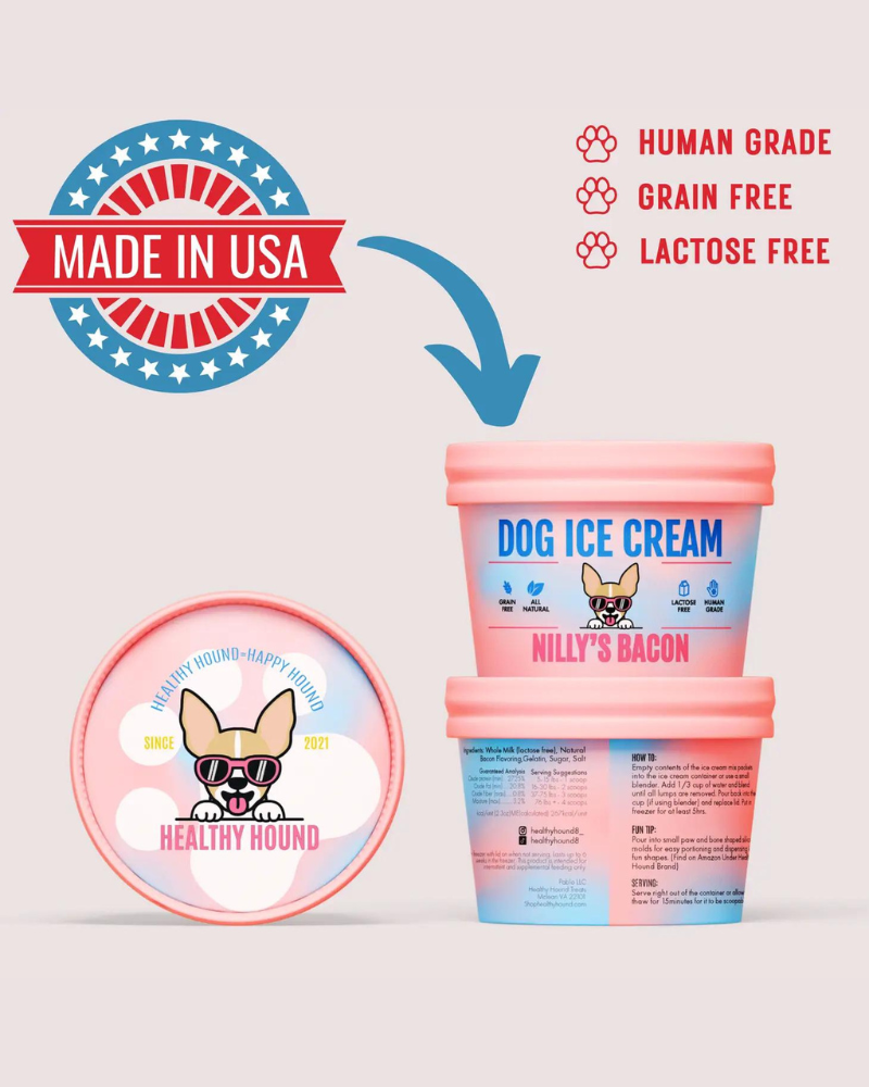 Nilly's Bacon Human Grade Dog Ice Cream Mix (Lactose-Free) Eat HEALTHY HOUND   