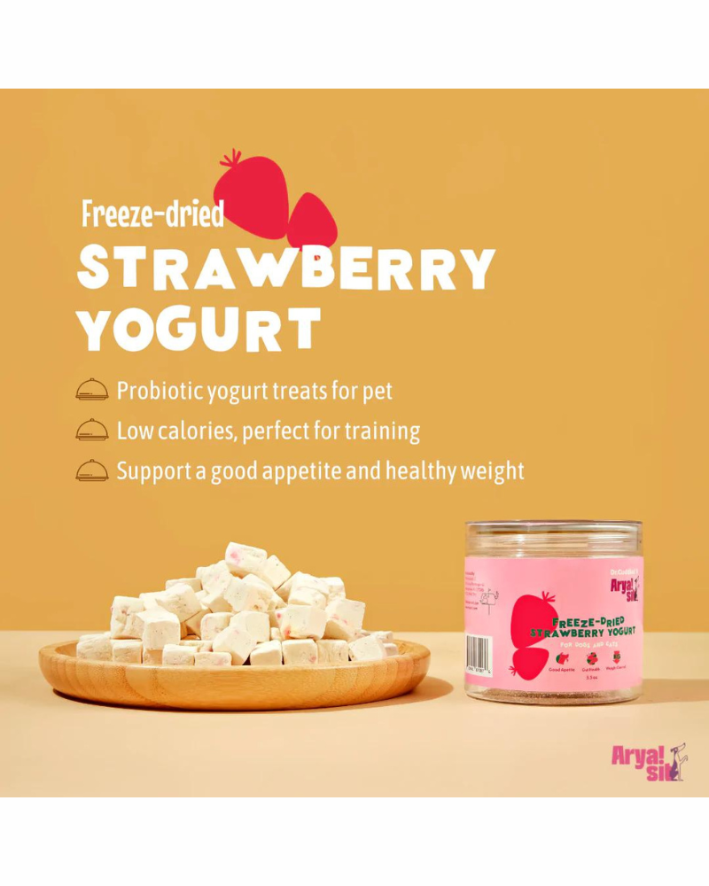 Freeze-Dried Strawberry Yogurt Treats For Dogs & Cats Eat ARYA SIT   