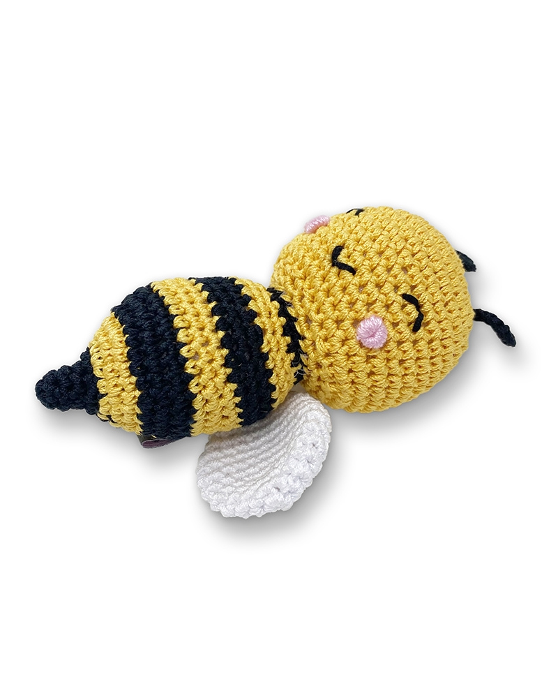 Baby Bumblebee Squeaky Knit Dog Toy Play DOGO   