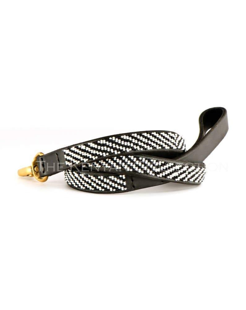 Zebra Black & White Beaded Dog Leash (FINAL SALE) WALK THE KENYAN COLLECTION   