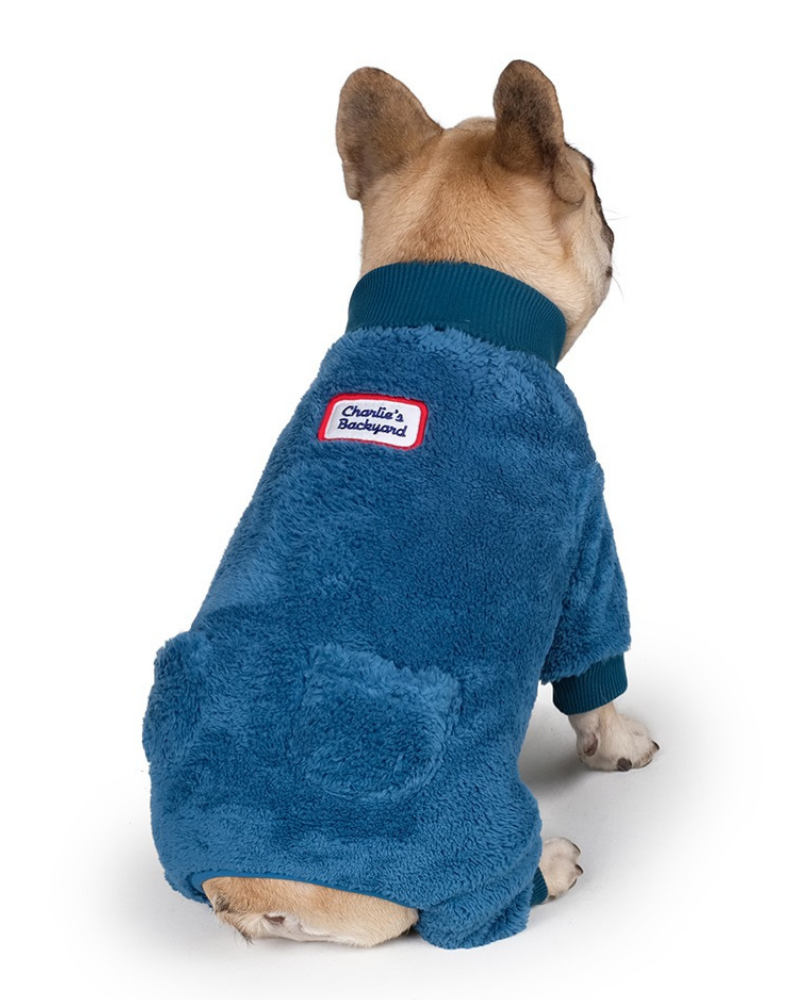Monster Fleece Warmer Dog Onesie in Teal (FINAL SALE) Wear CHARLIE'S BACKYARD   