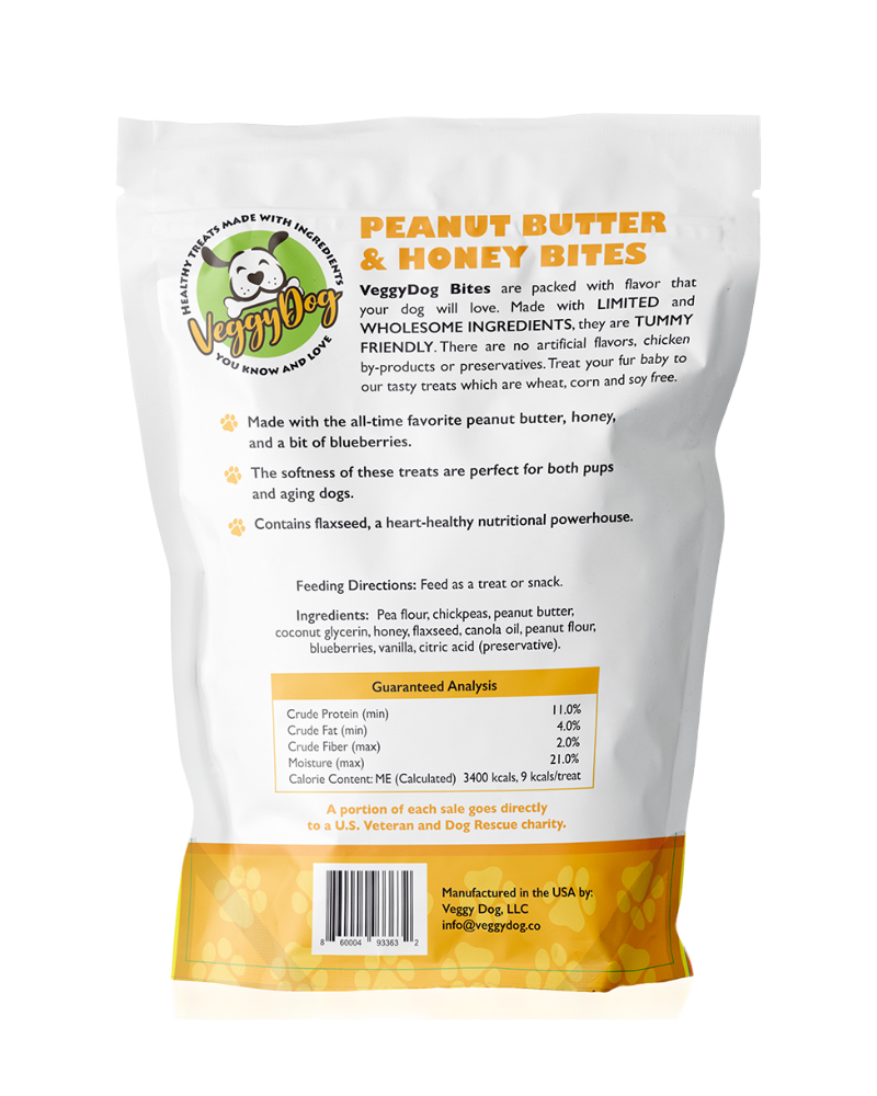 Peanut Butter & Honey Bites Dog Treats Eat VEGGY DOG   