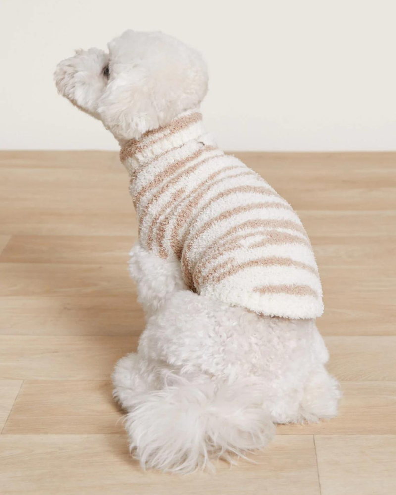 CozyChic Dog Sweater in Cream & Tan Tiger Stripes Wear BAREFOOT DREAMS   