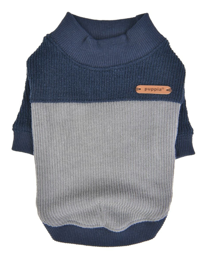 Ribbed Mock Neck Pullover Dog Shirt in Navy<br>((CLEARANCE)) Wear PUPPIA   