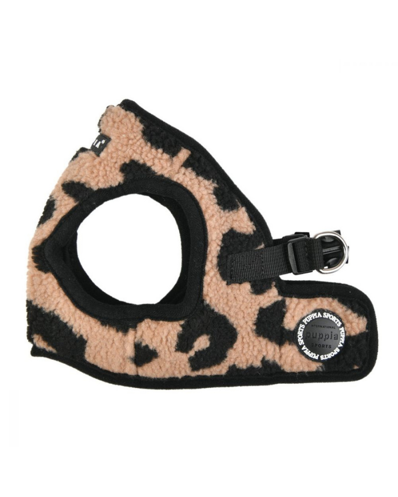 Leopard Fleece Step-In Dog Harness in Beige<br>(FINAL SALE) WALK PUPPIA   