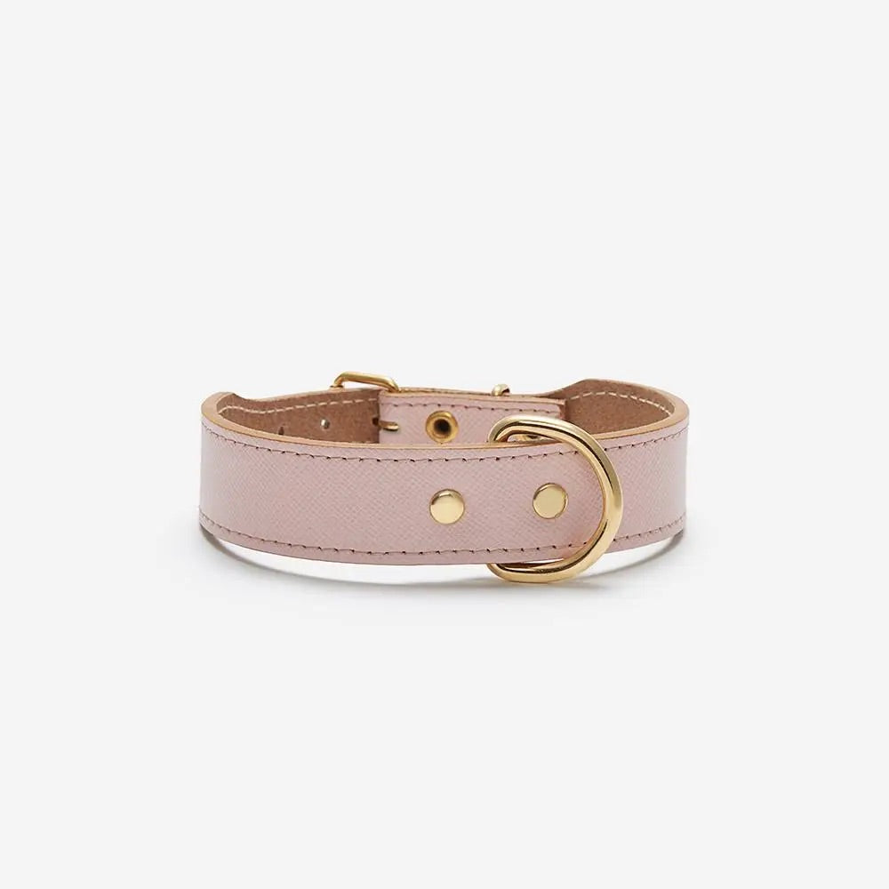 Moni Dog Collar in Blush Pink Leather (Made in Italy) WALK BRANNI   