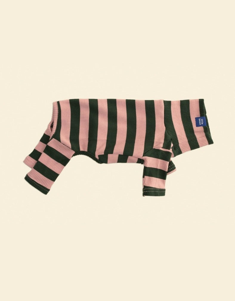 Pink Elephant Stripe Ribbed Onesie (FINAL SALE) Wear LITTLE BEAST   