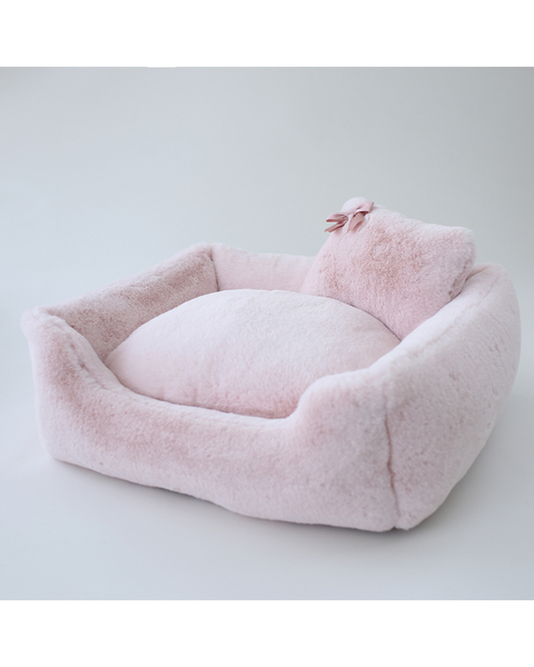 Pink and top grey dog bed