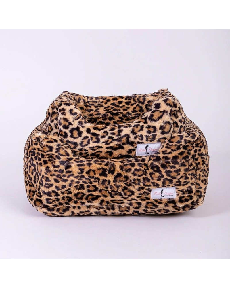 Cashmere Collection Faux-Fur Dog Bed in Leopard (Custom/Direct-Ship) (Made in the USA) HOME HELLO DOGGIE Small - Up to 4lbs (10" x 7") None 