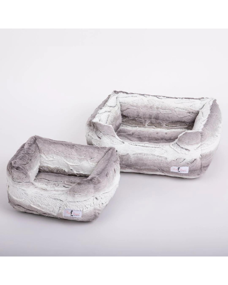 Cashmere Collection Faux-Fur Dog Bed in Soft Grey (Custom/Direct-Ship) (Made in the USA) HOME HELLO DOGGIE   