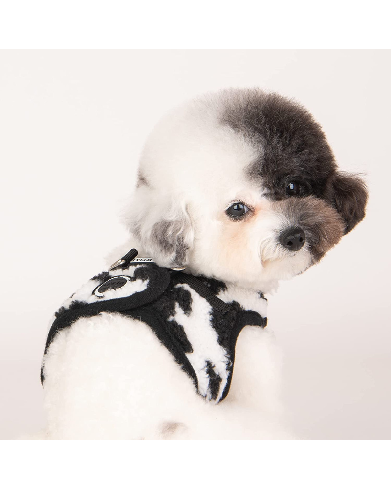 Black + White Fleece Step-In Dog Harness (FINAL SALE) WALK PUPPIA   