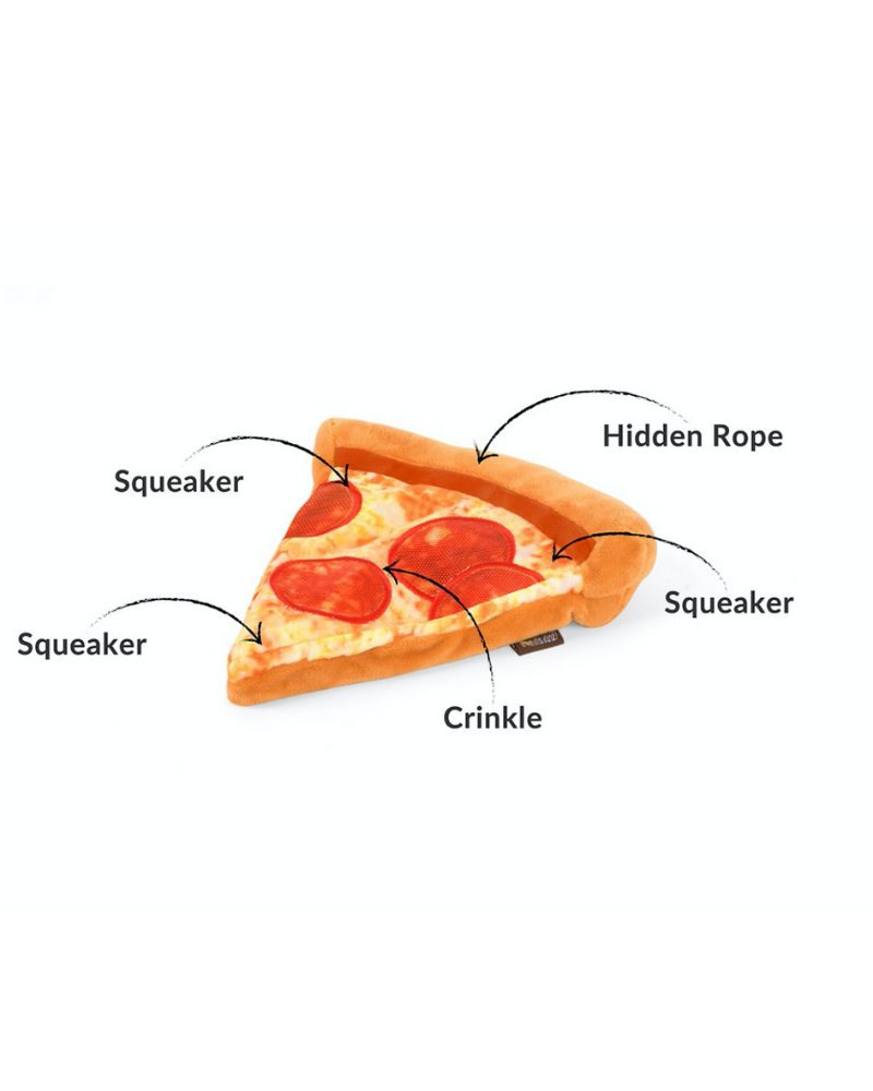 Puppy-Roni Pizza Slice Crinkle & Squeaky Dog Toy Play P.L.A.Y.