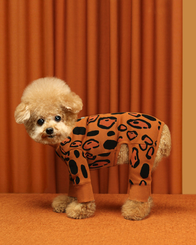 Animal Print Dog Onesie (FINAL SALE) Wear HUTS & BAY Brown Animal Print Small 