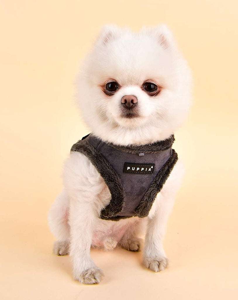 Suede + Shearling Step-In Dog Harness in Grey (FINAL SALE) Harness PUPPIA   