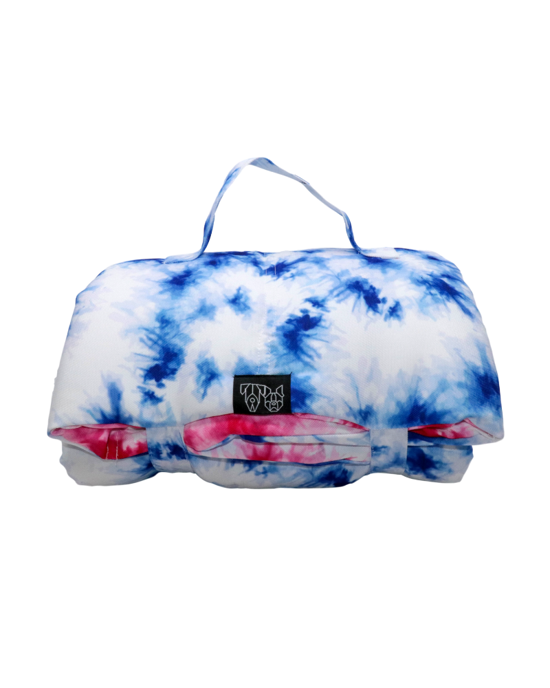 On-The-Go Pet Mat in Indigo & Neon Pink Tie-Dye (FINAL SALE) HOME BIG AND LITTLE DOGS   