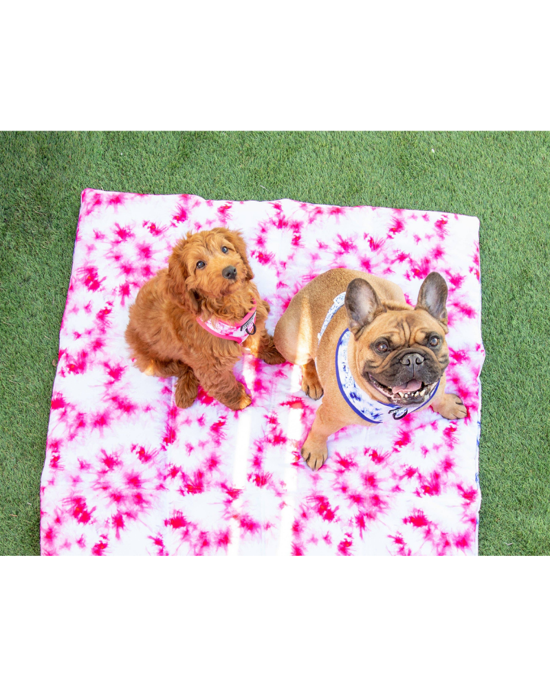 On-The-Go Pet Mat in Indigo & Neon Pink Tie-Dye (FINAL SALE) HOME BIG AND LITTLE DOGS   