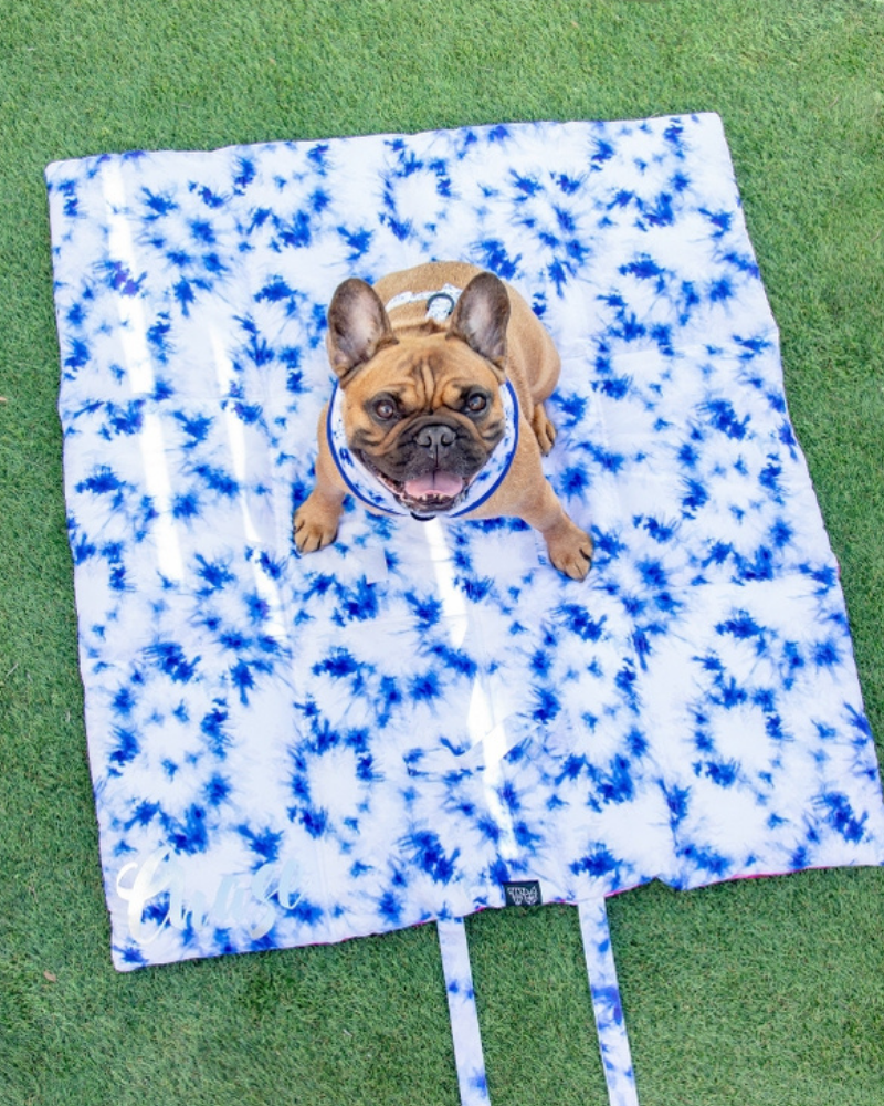 On-The-Go Pet Mat in Indigo & Neon Pink Tie-Dye (FINAL SALE) HOME BIG AND LITTLE DOGS   