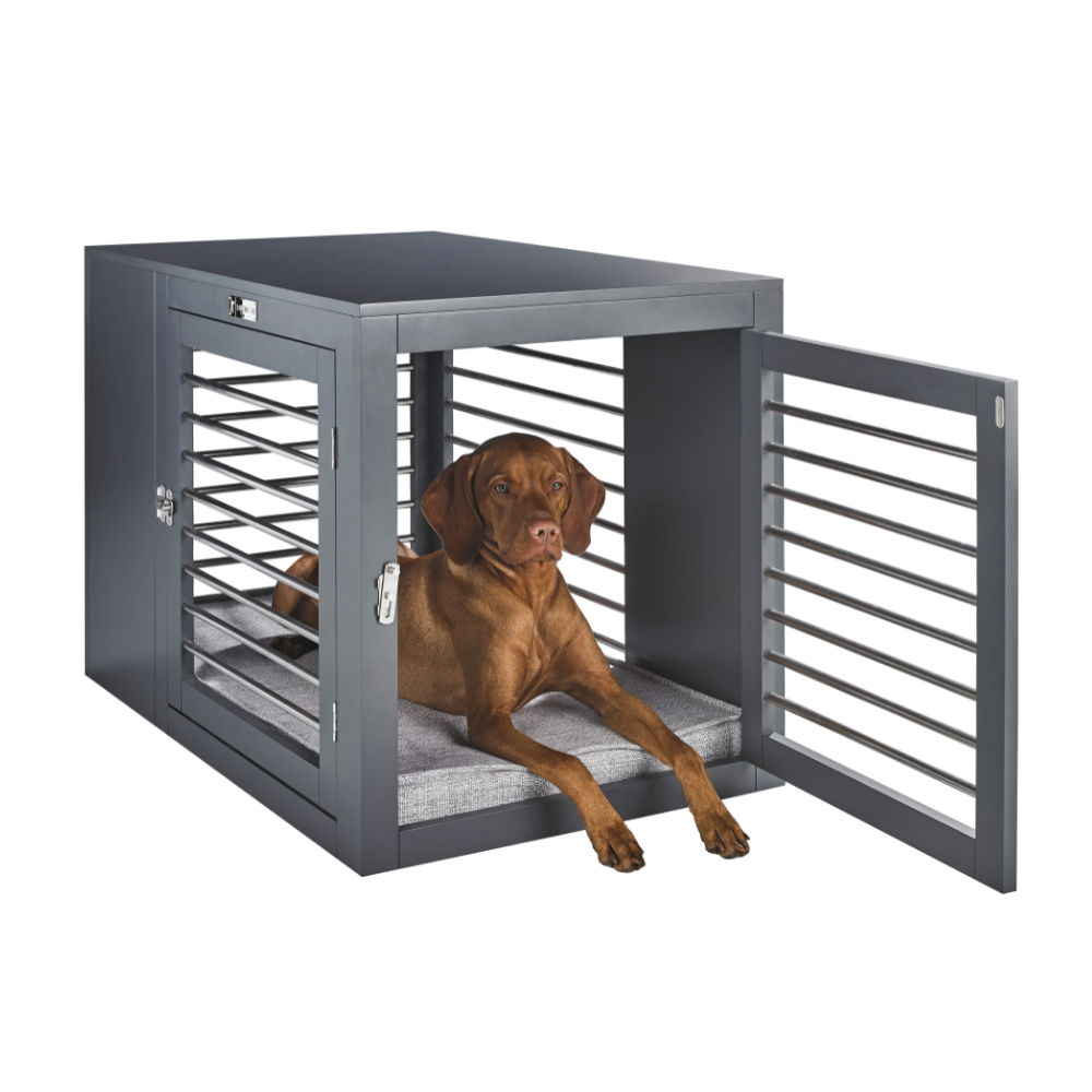 Moderno Dog Crate in Grey<br>(Direct Ship) Dog Beds BOWSER'S PET PRODUCTS   