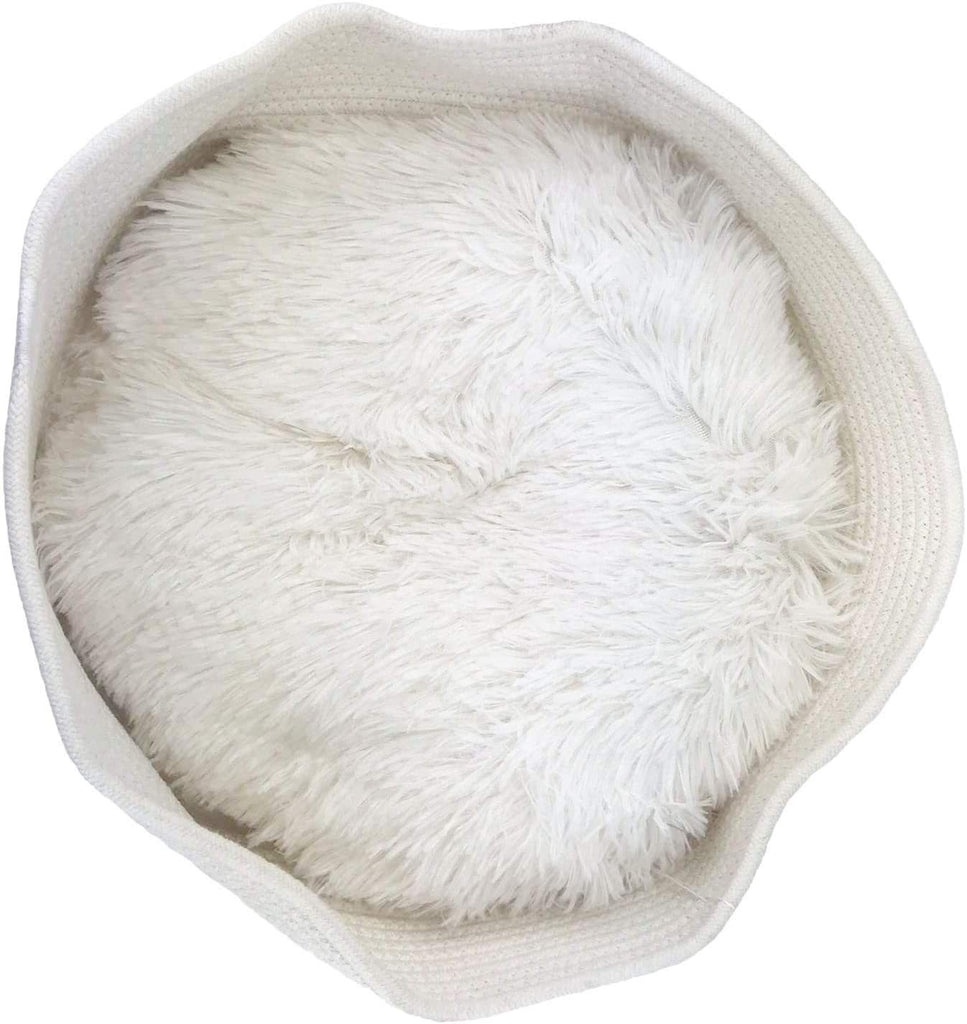The MarmaBea Basket Pet Bed with Furry Pillow (FINAL SALE) HOME MIDLEE   