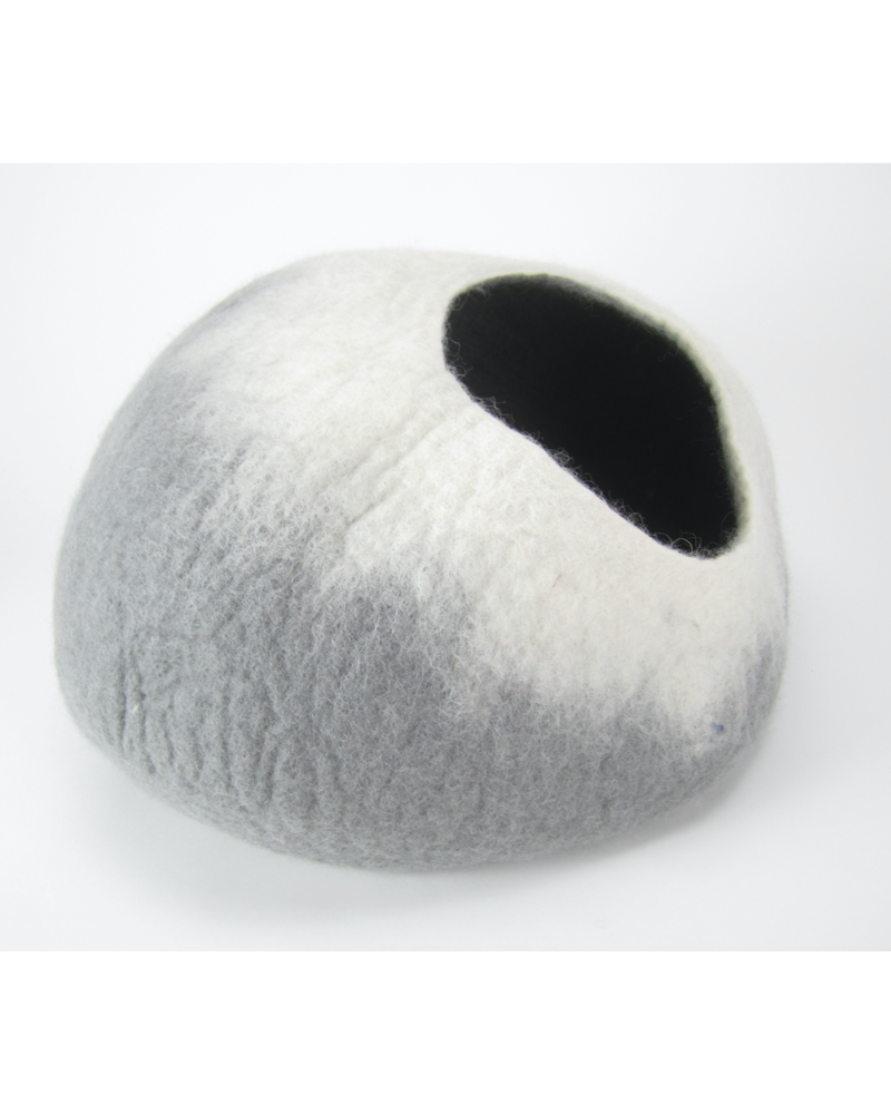 Merino Wool Cat Cave in Grey and Cream CAT WALKING PALM   