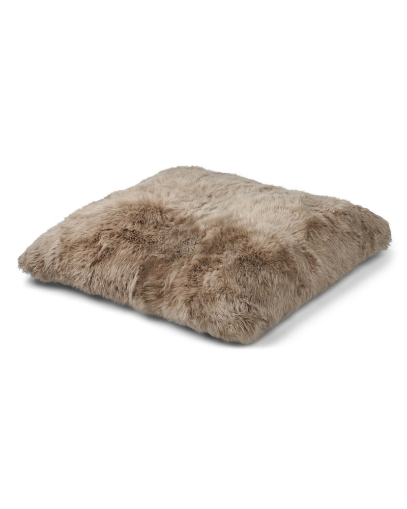 Double-Sided Longwool Sheepskin Cushion Dog Bed in Taupe (35" x 35") (FINAL SALE) HOME NATURES COLLECTION   